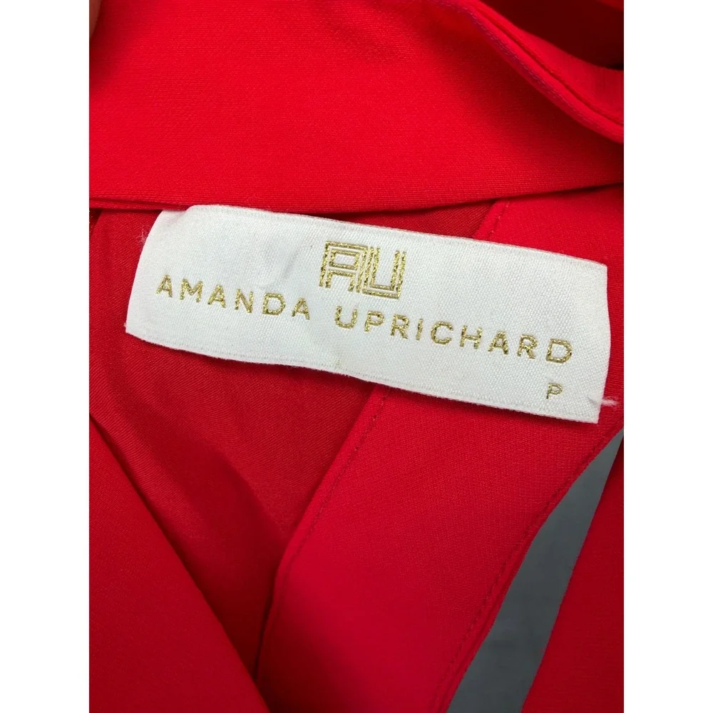 Amanda Uprichard Dress Women Petite P Red‎ Choker Neck High Low Mermaid Midi